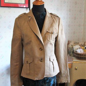 Tommy Hilfiger Tan Military Style Utility Blazer, Size 6